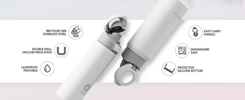 Fjbottle Magnetic Thermos Stainless Steel Sports Water Bottle with Magnetic Phone Holder Bouncing cover Insulation Cup