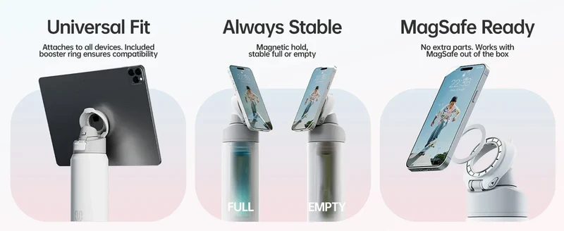 Fjbottle Magnetic Thermos Stainless Steel Sports Water Bottle with Magnetic Phone Holder Bouncing cover Insulation Cup