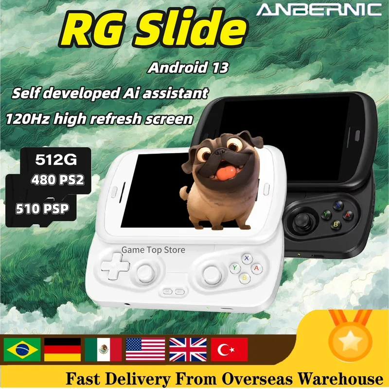 Anbernic RG Slide Handheld Game Console 4.7-inch LTPS In-Cell Screen Android 5000mAh Video Gaming Player Supports 1080p-Port Out