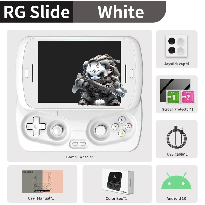 Anbernic RG Slide Handheld Game Console 4.7-inch LTPS In-Cell Screen Android 5000mAh Video Gaming Player Supports 1080p-Port Out
