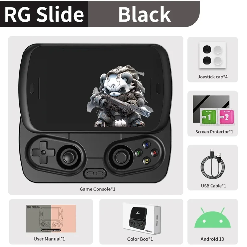 Anbernic RG Slide Handheld Game Console 4.7-inch LTPS In-Cell Screen Android 5000mAh Video Gaming Player Supports 1080p-Port Out
