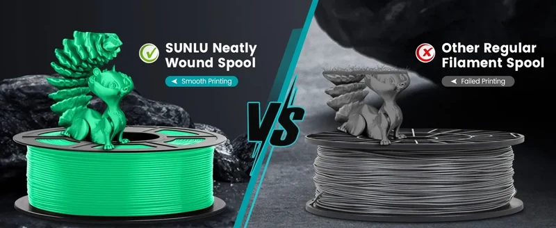 SUNLU 1KG PLA /Clear 3D Printer Filament 1.75mm 1000g Spool (2.2lbs) Neatly Arranged No Knot Filament Fit Most FDM Printer