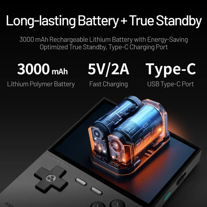 TRIMUI BRICK Handheld Game Console 3.2'' IPS Screen Linux System Trimui UI Metal Back Panel LED Lighting Retro Video Console