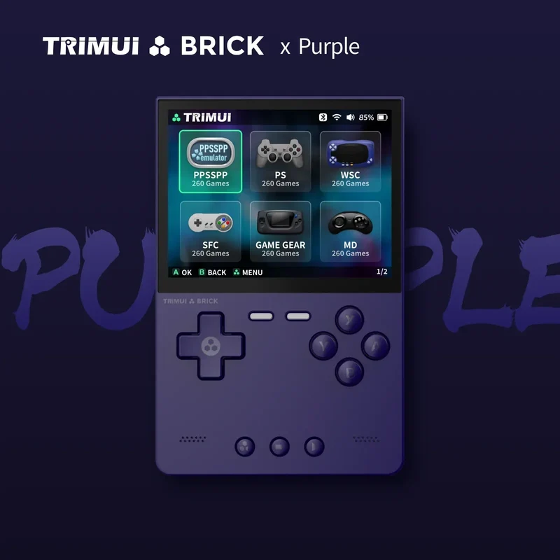 TRIMUI BRICK Handheld Game Console 3.2'' IPS Screen Linux System Trimui UI Metal Back Panel LED Lighting Retro Video Console