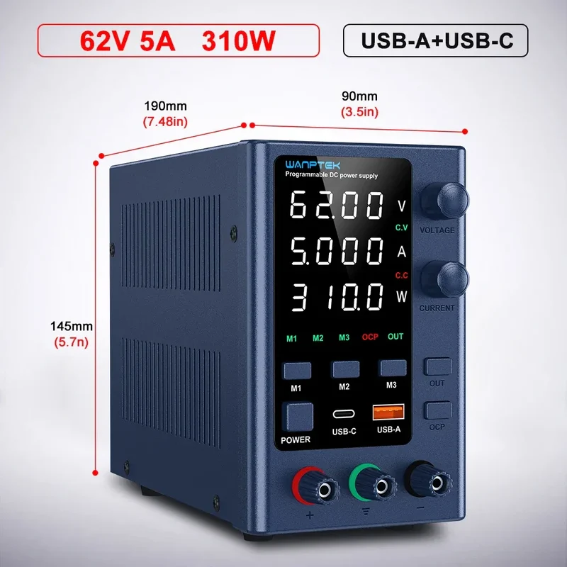 Wanptek DC Laboratory Power Supply 30V 10A 60V 5A 120V 3A Adjustable Voltage Current Applicable voltage 110V 220V Power Supply