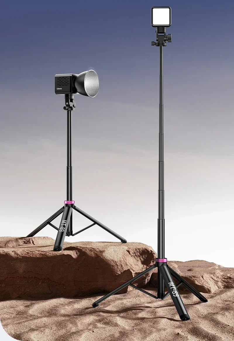 Ulanzi MT-89 2M Quick-Release Light Stand with Cold Shoe Mount 8-Section Extend for Action Camera Phone Clamp Photograph Tripod