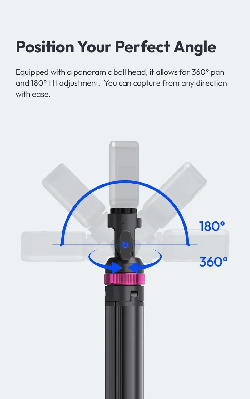 Ulanzi MT-89 2M Quick-Release Light Stand with Cold Shoe Mount 8-Section Extend for Action Camera Phone Clamp Photograph Tripod