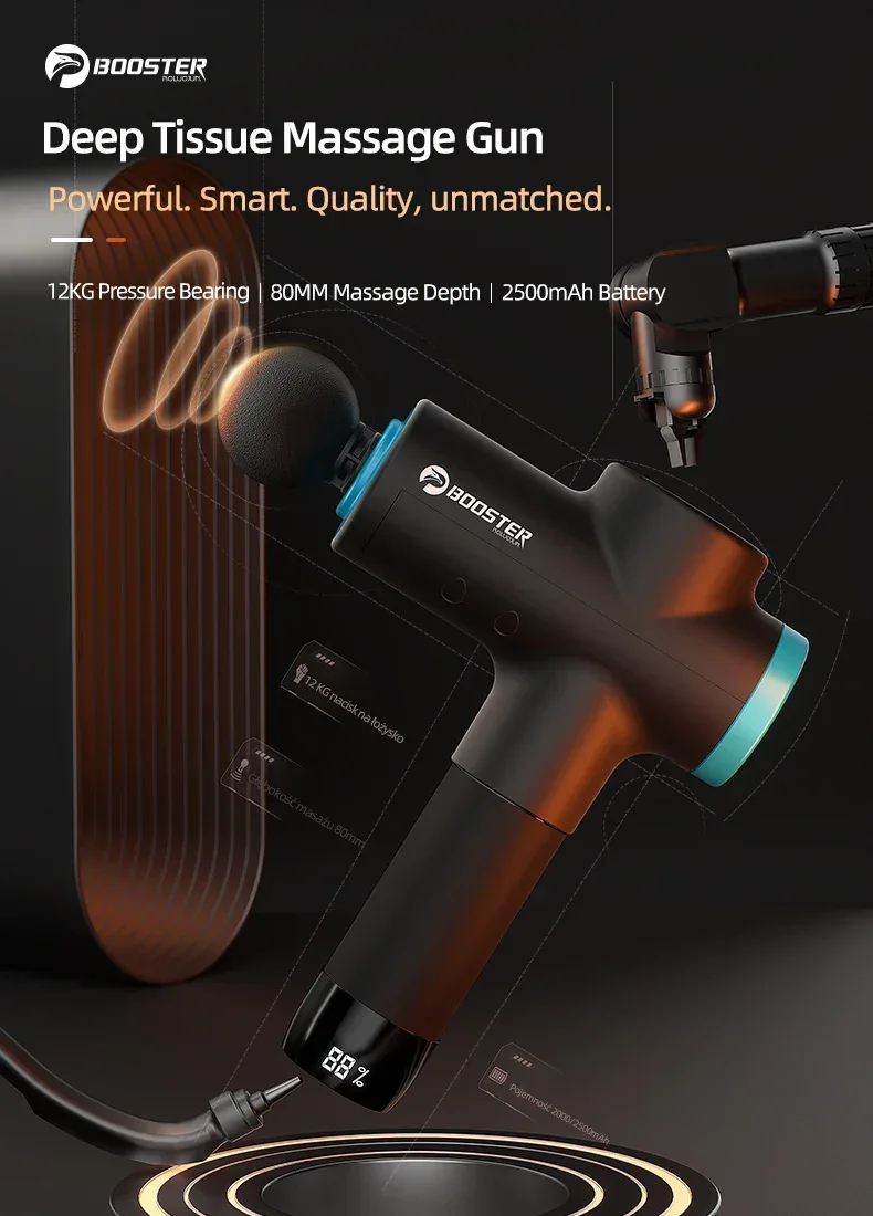 BOOSTER M2-12V LCD Display Massage Gun Professional Deep Muscle Massager Body Relaxation Fascial Gun Fitness