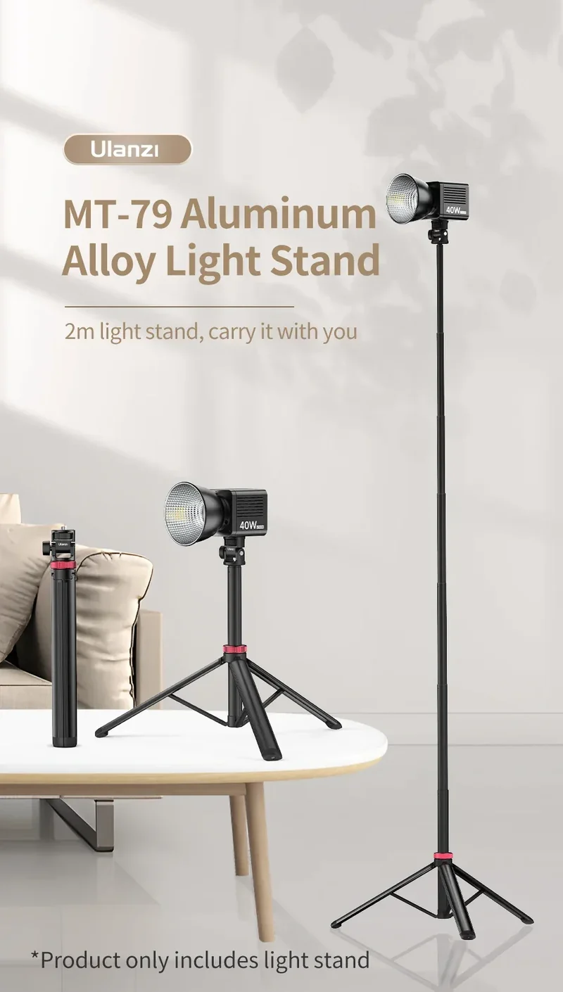 Ulanzi MT-79 2M Aluminum Alloy Light Stand Protable Tripod Stand for DSLR Smartphone Camera LED Video Light Flash Projector