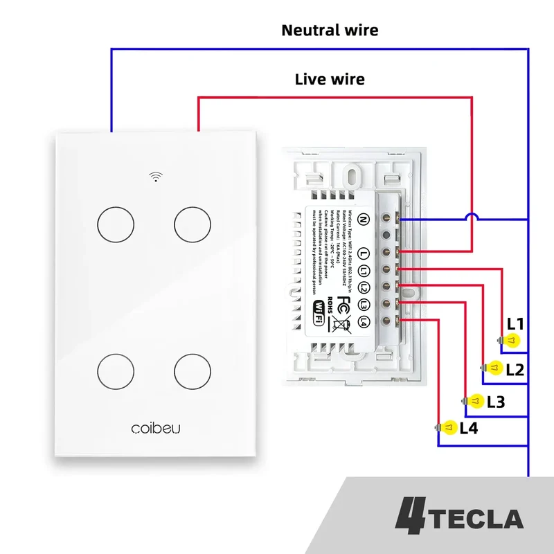 Touch switch, Smart Switch, WiFi switch, control switch, Compatible with Alexa Tuya Google, with neutral