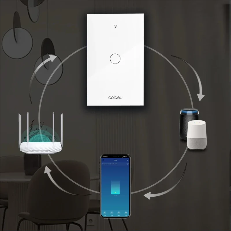 Touch switch, Smart Switch, WiFi switch, control switch, Compatible with Alexa Tuya Google, with neutral
