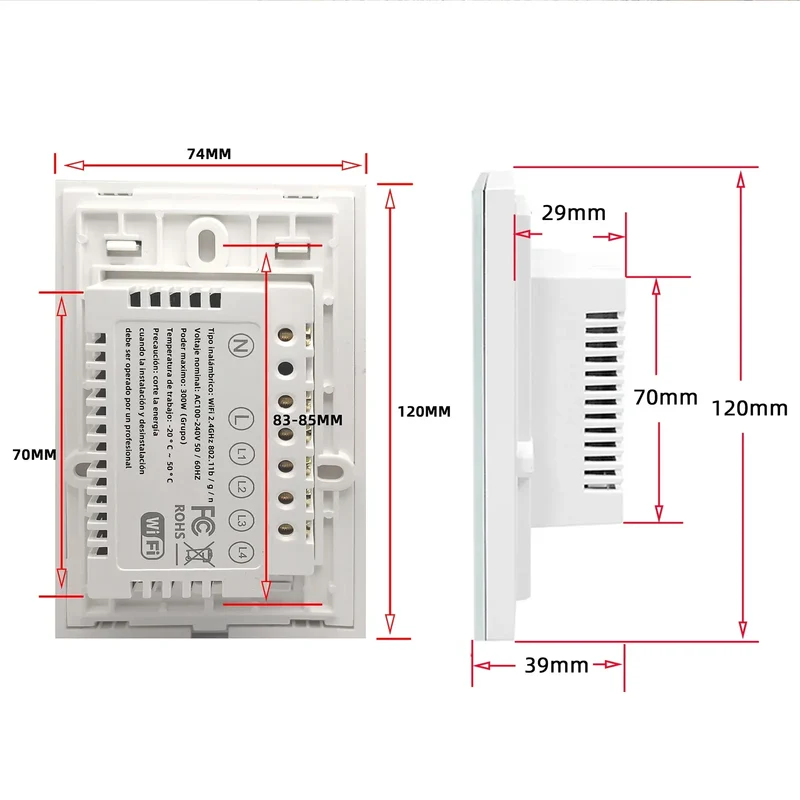 Touch switch, Smart Switch, WiFi switch, control switch, Compatible with Alexa Tuya Google, with neutral