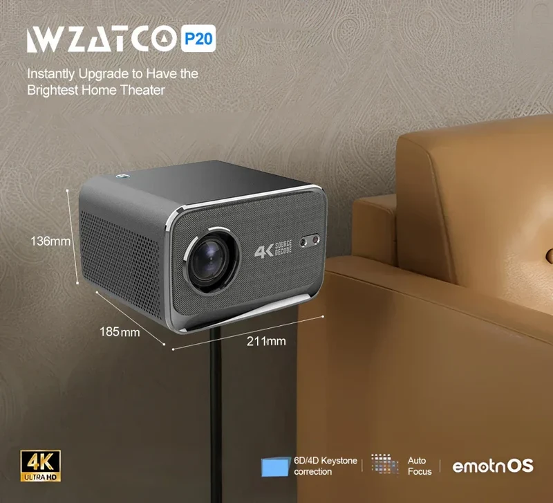WZATCO P20 PLUS Android 13.0 Smart WiFi 6G 4K Full HD 1080P LCD LED Projector Auto Focus Video Home theater Proyectors with RJ45