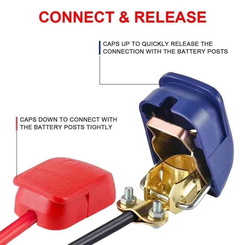 1 Pair Car Battery Terminal Connectors, Battery Quick Release Connectors Positive & Negative Quick Release Clamps Top Post Clips
