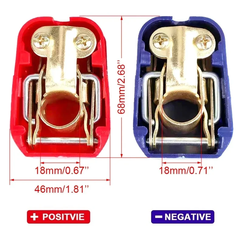 1 Pair Car Battery Terminal Connectors, Battery Quick Release Connectors Positive & Negative Quick Release Clamps Top Post Clips