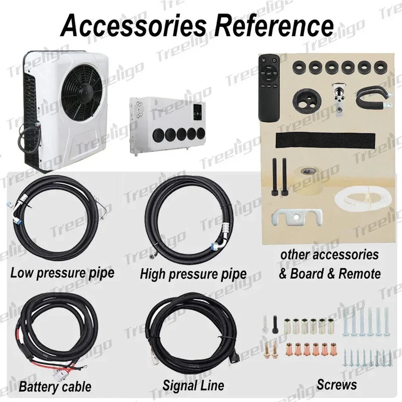 Treeligo Cooling Electric Car Split Air Conditioner 12V Parking Air Conditioning 24V For RV Truck Tractor Camper Van Motorhome