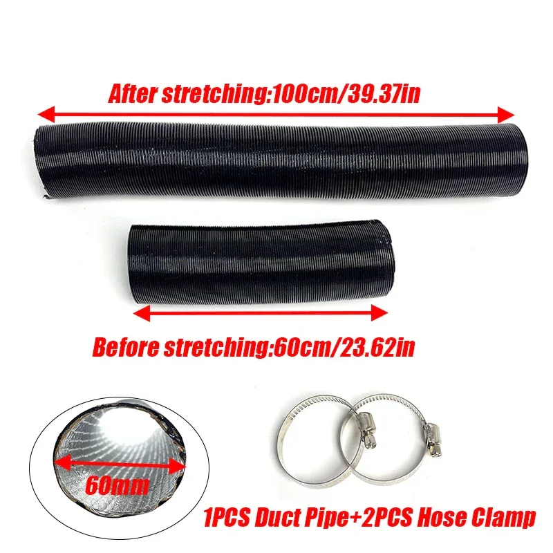 42mm 60mm 75mm 90mm Diameter 60-200cm Length Air Diesel Parking Heater Duct Pipe Tube Hose For Webasto Eberspacher Car Camper