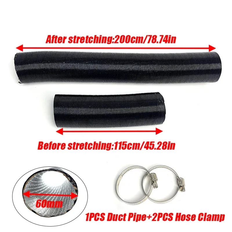 42mm 60mm 75mm 90mm Diameter 60-200cm Length Air Diesel Parking Heater Duct Pipe Tube Hose For Webasto Eberspacher Car Camper