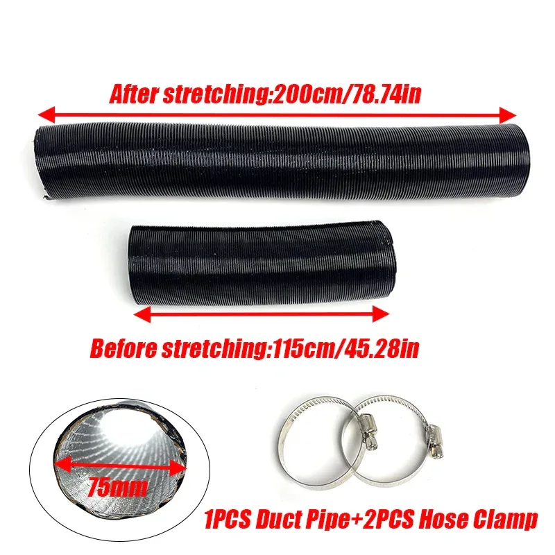 42mm 60mm 75mm 90mm Diameter 60-200cm Length Air Diesel Parking Heater Duct Pipe Tube Hose For Webasto Eberspacher Car Camper