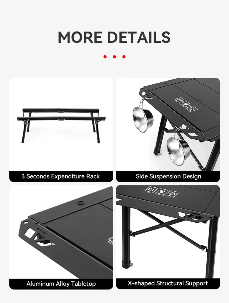 WESTTUNE Outdoor IGT Table IGT 5 Unit Aluminum Alloy Camping Table Portable Folding Desk for Picnic RV Trip Patio Backyard BBQ