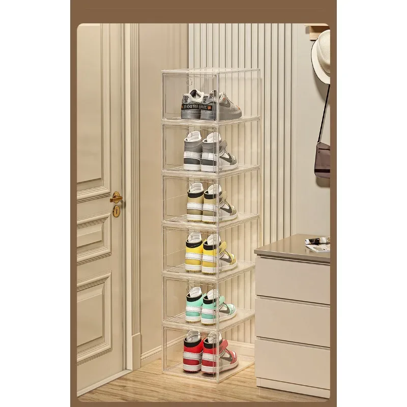 Shoe box, hard box, magnetic suction, front side opening storage, transparent acrylic bag, hand-held storage box, shoe cabinet