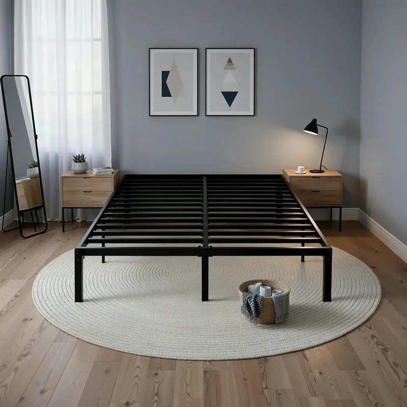 HOOMIC Twin/Full/Queen/King Heavy-Duty Metal Bed Frame with 14 Inch Under-Bed Storage — No Box Spring Needed, Easy Assembly