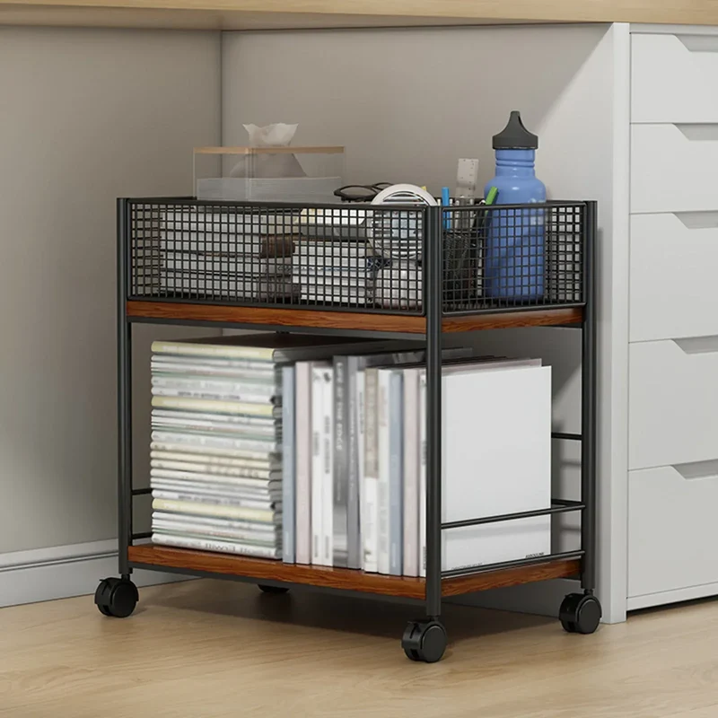 Movable Bookshelf With Wheels Under Desk Organizer Rack Mesh Storage Shelf For Kids Room Dormitory Bedroom Student Bookcase