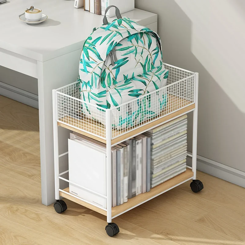 Movable Bookshelf With Wheels Under Desk Organizer Rack Mesh Storage Shelf For Kids Room Dormitory Bedroom Student Bookcase