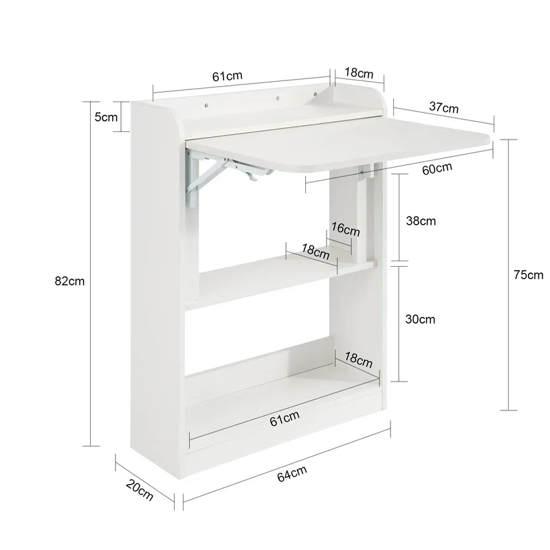 SoBuy FWT92 Folding Computer table table with shelves Folding table work table office table for home office wall table