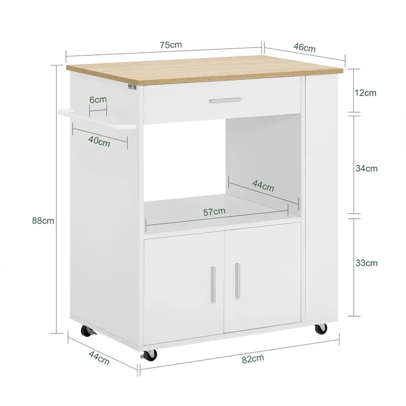 SoBuy FKW113 serving trolley kitchen cart narrow kitchen island on wheels microwave wardrobe trolley for kitchen