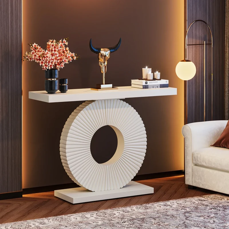 Tribesigns Modern Console Table with Geometric Base, 40 inch Wood Entryway Table Sofa Table Narrow Long Table