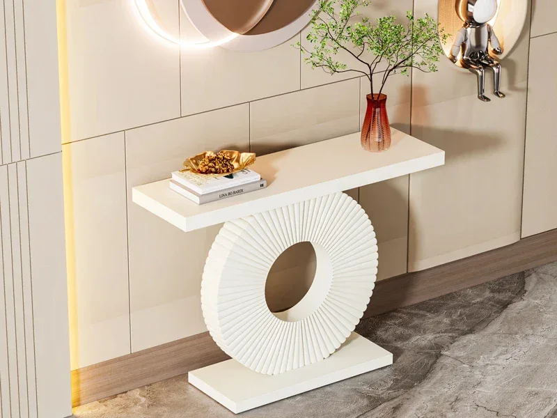 Tribesigns Modern Console Table with Geometric Base, 40 inch Wood Entryway Table Sofa Table Narrow Long Table