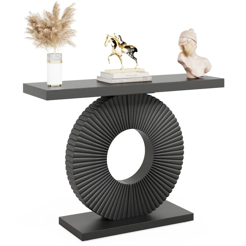 Tribesigns Modern Console Table with Geometric Base, 40 inch Wood Entryway Table Sofa Table Narrow Long Table