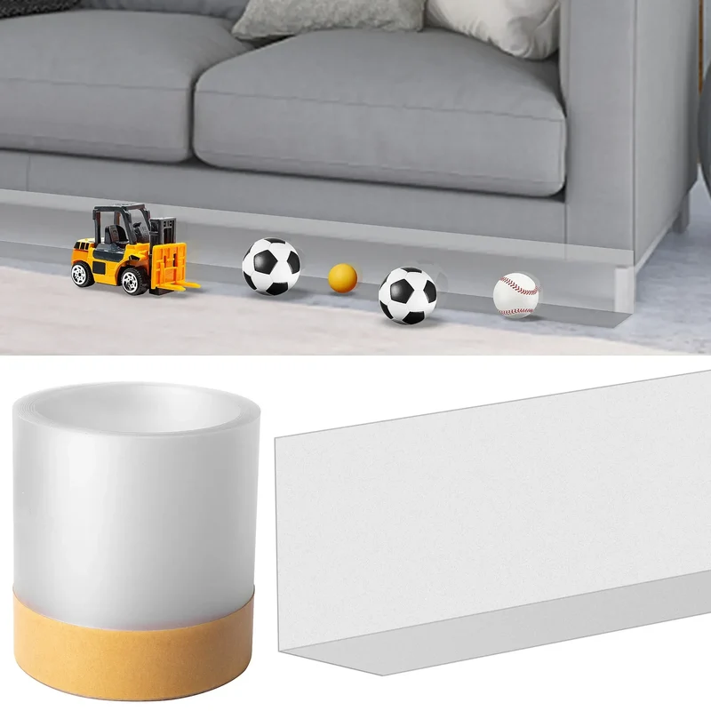 Adjustable PVC sofa backrest - 3 meters, cuttable toy preventer under sofa, easy-to-install sofa bottom panel.