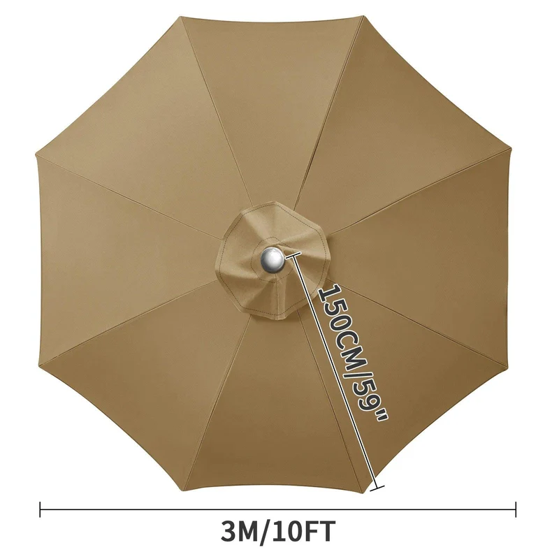 Waterproof Replacement Umbrella Cloth 2/3M Patio Parasol Cover UV-Anti Canopy Cover Replacement Parasol Cover for Balcony Garden