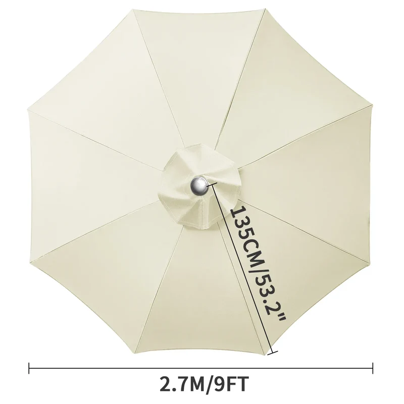 Waterproof Replacement Umbrella Cloth 2/3M Patio Parasol Cover UV-Anti Canopy Cover Replacement Parasol Cover for Balcony Garden