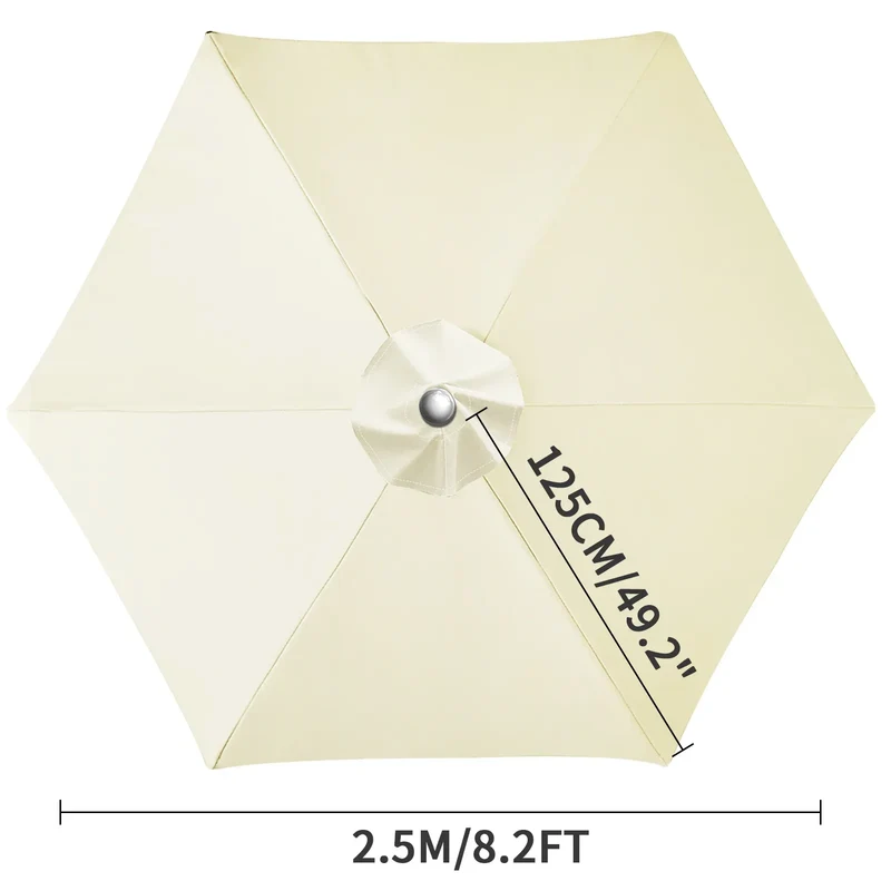 Waterproof Replacement Umbrella Cloth 2/3M Patio Parasol Cover UV-Anti Canopy Cover Replacement Parasol Cover for Balcony Garden