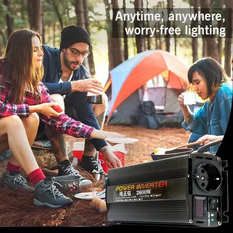 Inverter 12v 220v For 110v Pure Sine DC 12V 24V Power 1000W 2000W 2600W Solar Car Inverters Single Digital Display Converter