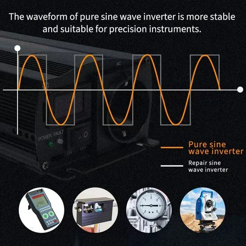Inverter 12v 220v For 110v Pure Sine DC 12V 24V Power 1000W 2000W 2600W Solar Car Inverters Single Digital Display Converter