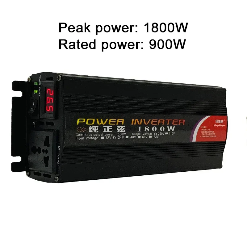 Inverter 12v 220v For 110v Pure Sine DC 12V 24V Power 1000W 2000W 2600W Solar Car Inverters Single Digital Display Converter