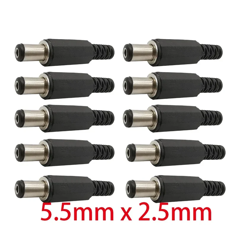 10Pcs 3.5 x 1.3mm 5.5 x 2.1mm 5.5 x 2.5mm 6.5 x 4.4mm DC Power Male Plug Jack Adapter Wire Charging Plug Electric Connector