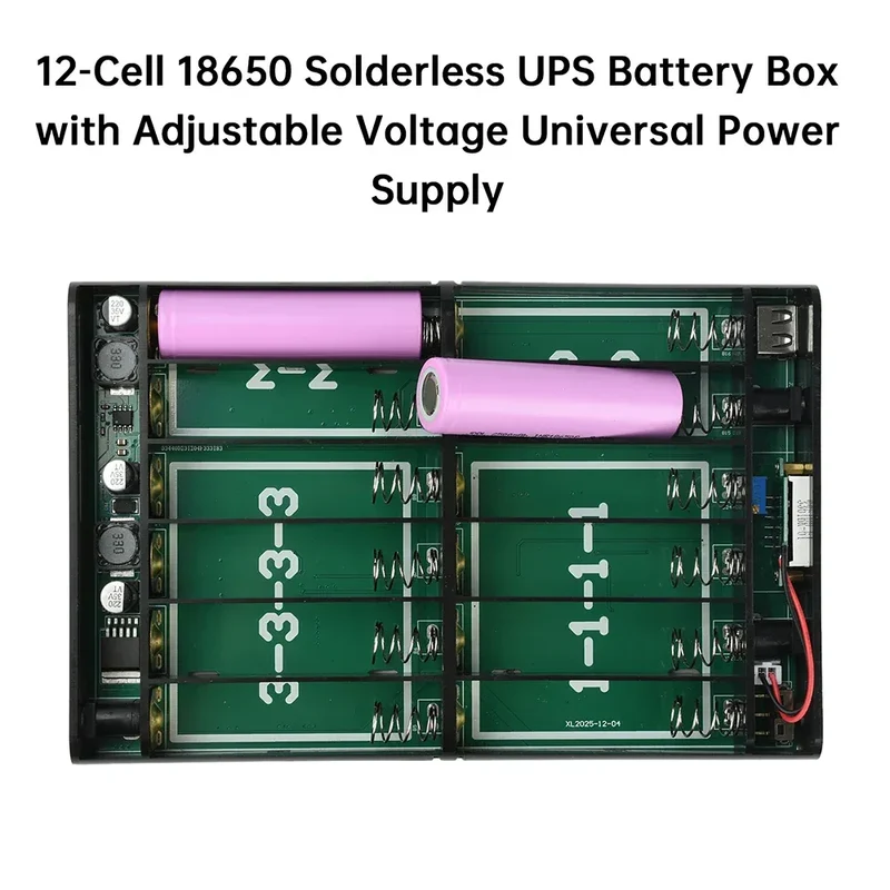 12 Sections UPS Battery Box Uninterrupted Power Supply Power Supply Storage Case 12x 18650 Battery shell for WiFi Router