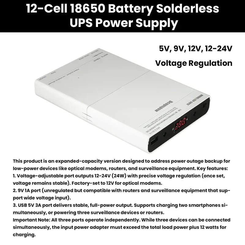 12 Sections UPS Battery Box Uninterrupted Power Supply Power Supply Storage Case 12x 18650 Battery shell for WiFi Router