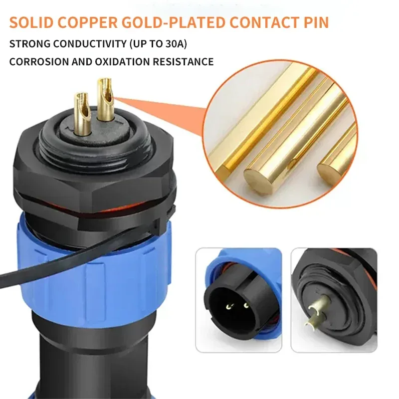 SP17 IP68 2 3 4 5 7 9 Pin Waterproof Connector Cable Adapter Industrial Panel Mount Wire Connector Plug
