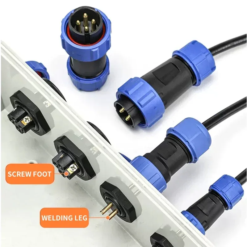 SP17 IP68 2 3 4 5 7 9 Pin Waterproof Connector Cable Adapter Industrial Panel Mount Wire Connector Plug