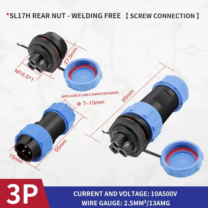 SP17 IP68 2 3 4 5 7 9 Pin Waterproof Connector Cable Adapter Industrial Panel Mount Wire Connector Plug