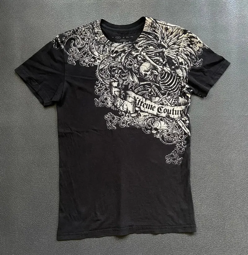 Y2K Xtreme T Shirt Man's Clothing Skeleton Printing Tops Harajuku Fashion Trend Baggy Men And Women Short Sleeves