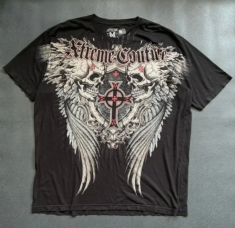 Y2K Xtreme T Shirt Man's Clothing Skeleton Printing Tops Harajuku Fashion Trend Baggy Men And Women Short Sleeves