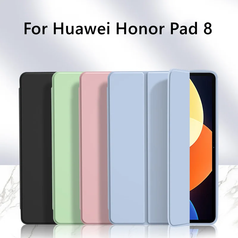 For Honor Pad 8 Case 12 inch Tri-Folding PU Leather Soft Silicone Back Stand Tablet Shell for Honor Pad 8 12" 2022 HEY-W09