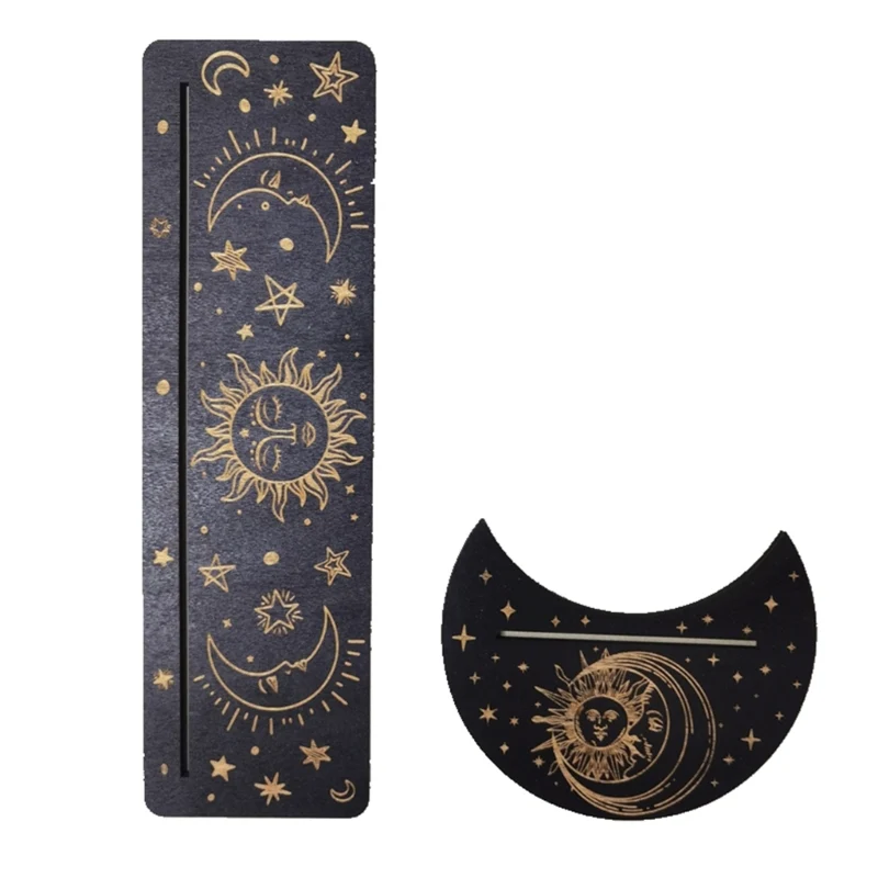 Wooden Stand for Tarot Moon Shape Rectangle Card Set Altar Stand Wood Display Witch Divination Tools Game Accessories Wholesale